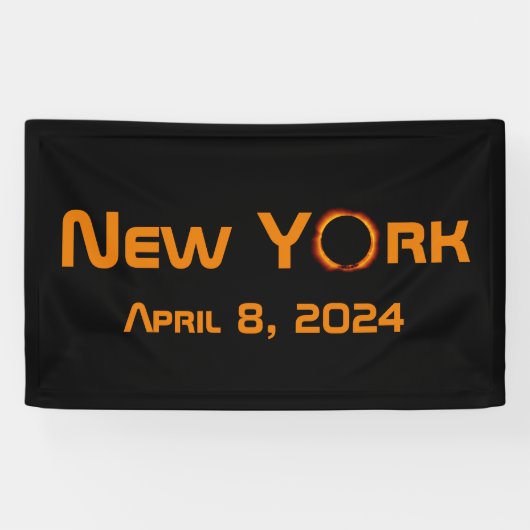 New York 2024 totale zonsverduistering Spandoek (Horizontaal)
