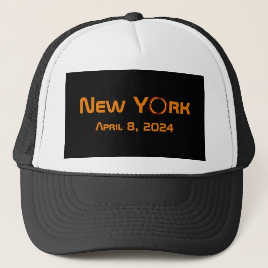 New York 2024 totale zonsverduistering Trucker Pet (Voorkant)