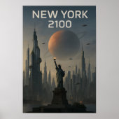 New York 2100: Futuristic Skyline Poster (Voorkant)