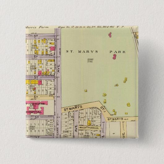 New York 25 Vierkante Button 5,1 Cm (Voorkant)