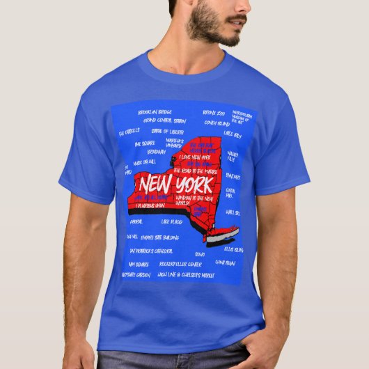 New York 3d kaart ontwerp T-Shirt (Voorkant)