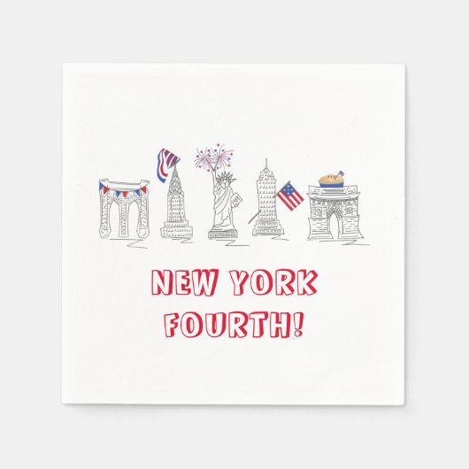 New York, 4e juli NYC Patriottische Landmarks Servet (Voorkant)