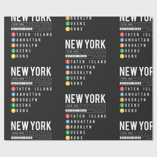 New York 5 Boroughs Cadeaupapier (Vlak)