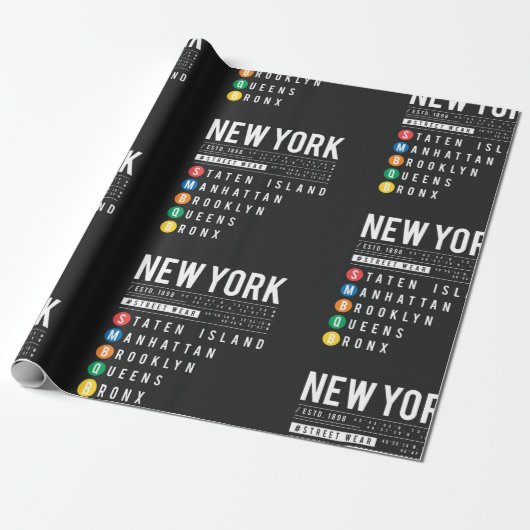 New York 5 Boroughs Cadeaupapier (Uitgerold)