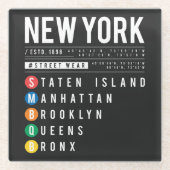 New York 5 Boroughs Glazen Onderzetter (Voorkant)
