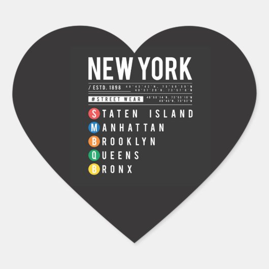 New York 5 Boroughs Hart Sticker (Voorkant)