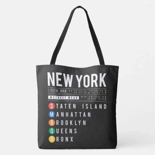 New York 5 Boroughs Tote Bag (Achterkant)