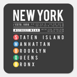 New York 5 Boroughs Vierkante Sticker