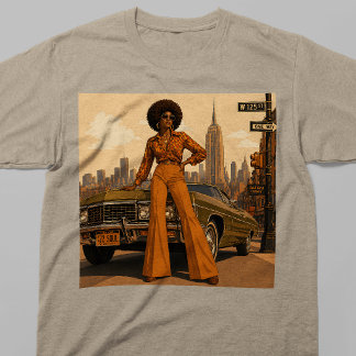 New York 70s Retro Zwarte Vrouw NYC T-Shirt