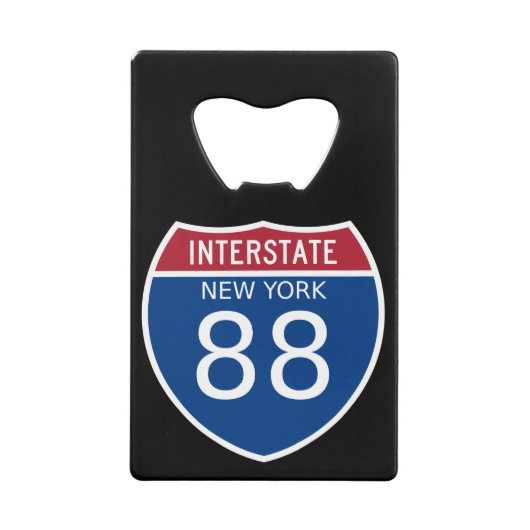 New York 88 Interstate Sign Creditkaart Flessenopener (Voorkant)