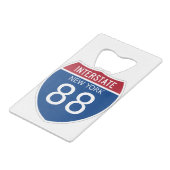 New York 88 Interstate Sign Creditkaart Flessenopener (Achterkant Gekanteld)