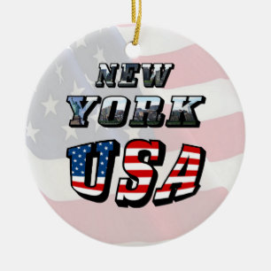 New York Afbeelding en de Verenigde Staten Vlag te Keramisch Ornament