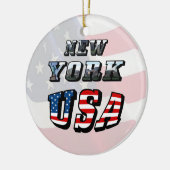 New York Afbeelding en de Verenigde Staten Vlag te Keramisch Ornament (Links)