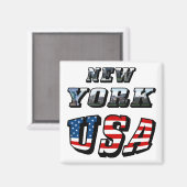 New York Afbeelding en de Verenigde Staten Vlag te Magneet (Voorkant / Achterkant)