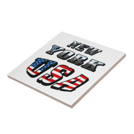 New York Afbeelding en de Verenigde Staten Vlag te Tegeltje