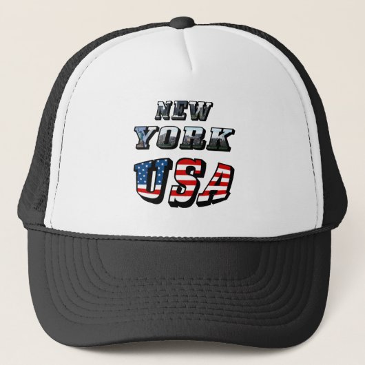 New York Afbeelding en de Verenigde Staten Vlag te Trucker Pet (Voorkant)