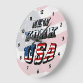 New York Afbeelding en USA Text Clock Grote Klok (Hoek)
