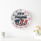 New York Afbeelding en USA Text Clock Grote Klok (Huis)