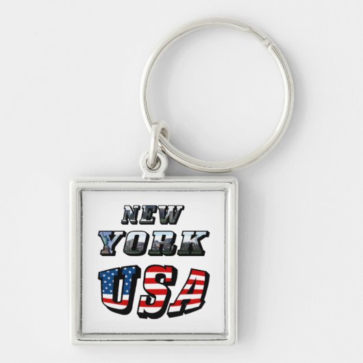 New York Afbeelding en USA Text Sleutelhanger (Voorkant)