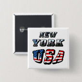New York Afbeelding en USA Text Vierkante Button 5,1 Cm (Voorkant /achterkant)