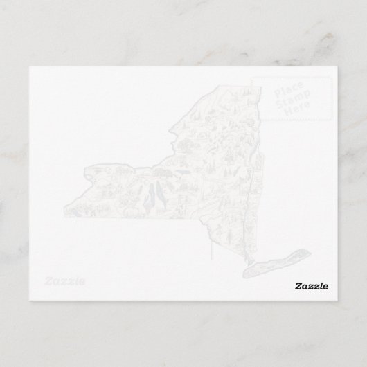  New York Afbeelding Map Antiek State Chart Briefkaart (Achterkant)