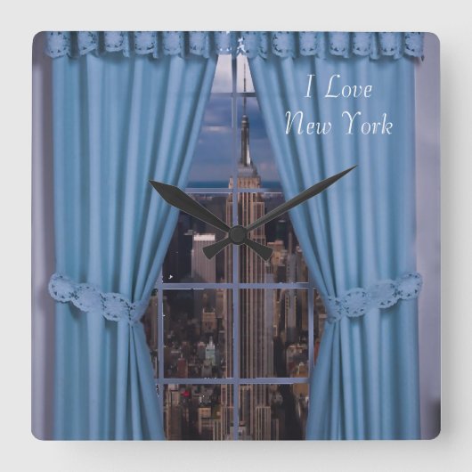New York afbeelding voor Square Wall Clock Vierkante Klok (Voorkant)