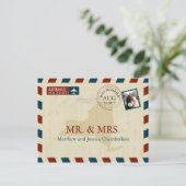 New York Airmail | Huwelijk Dank u Briefkaart (Staand voorkant)