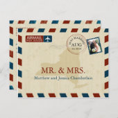 New York Airmail | Huwelijk Dank u Briefkaart (Voorkant / Achterkant)