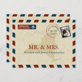 New York Airmail | Huwelijk Dank u Briefkaart (Voorkant / Achterkant)