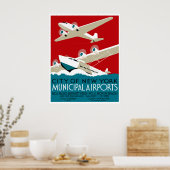 New York Airports, 1936 WPA-reisposter Poster (Keuken)