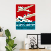 New York Airports, 1936 WPA-reisposter Poster (Thuiskantoor)