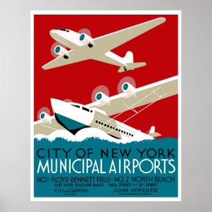 New York Airports,  1936 WPA-reisposter Poster