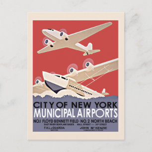 New York Airports Vintage Poster - circa 1930 Briefkaart
