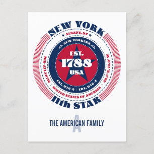 New York, Albany, NY, Patriottisch, Monogram Briefkaart