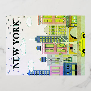 New York ansichtkaart Folie Feestdagen Briefkaart