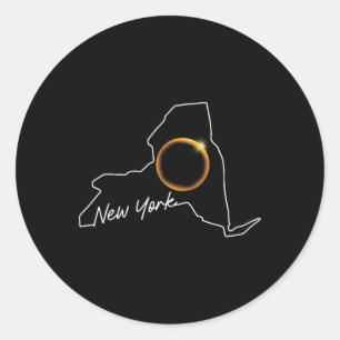 New York April 8 Totale zonsverduistering USA Kaar Ronde Sticker