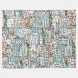 New York aquarel Fleece Deken