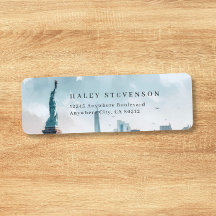 New York Aquarel Illustratie Silhouette Bruiloft