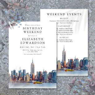 New York Aquarel Verjaardagsweekend Kaart