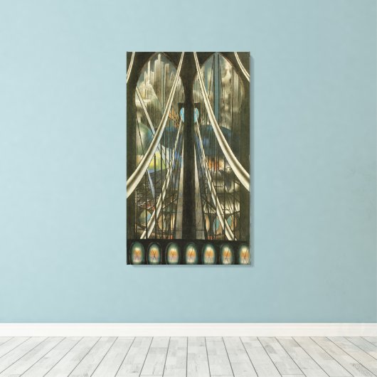  New York Architecture, Brooklyn Bridge Canvas Afdruk (Insitu (Houten vloer))