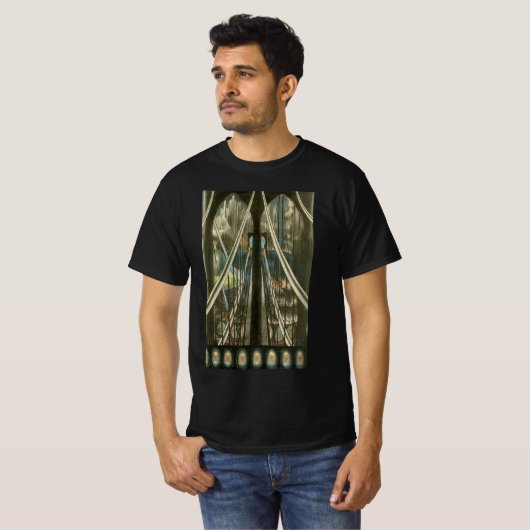  New York Architecture, Brooklyn Bridge T-shirt (Voorkant volledig)