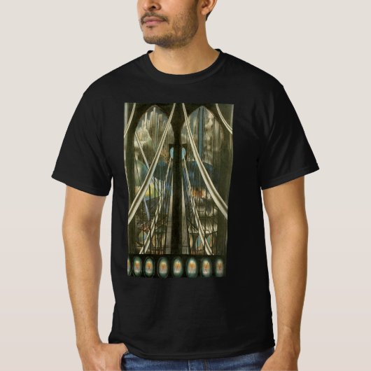  New York Architecture, Brooklyn Bridge T-shirt (Voorkant)