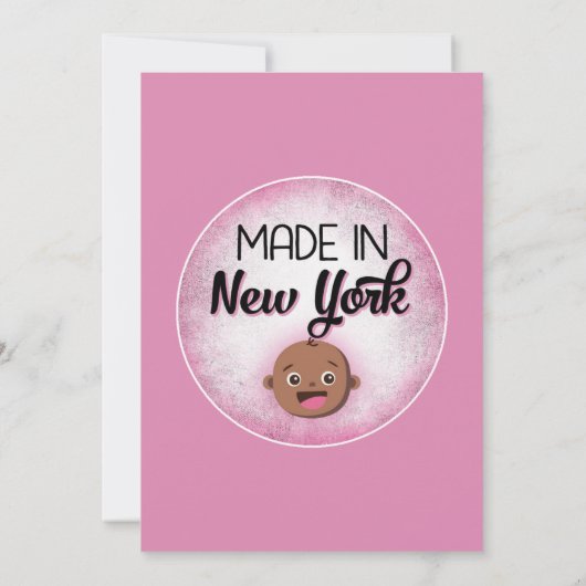 New York Baby shower African American Pink Baby Kaart (Achterkant)
