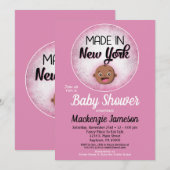 New York Baby shower African American Pink Baby Kaart (Voorkant / Achterkant)