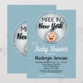 New York Baby shower Funny Blue Boys Kaart (Voorkant / Achterkant)