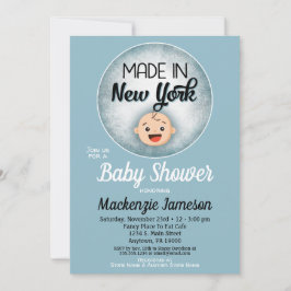 New York Baby shower Funny Blue Boys Kaart