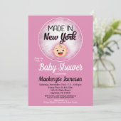 New York Baby shower Funny Pink Girls Kaart (Staand voorkant)