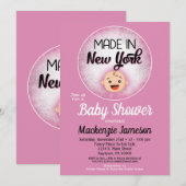 New York Baby shower Funny Pink Girls Kaart (Voorkant / Achterkant)