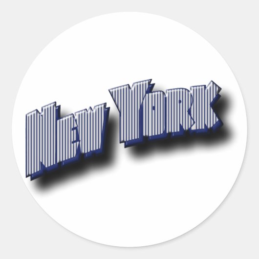 New York Banner Text Ronde Sticker (Voorkant)