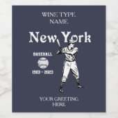 New York Baseball 2023 Retro Wijn Etiket (Enkel label)